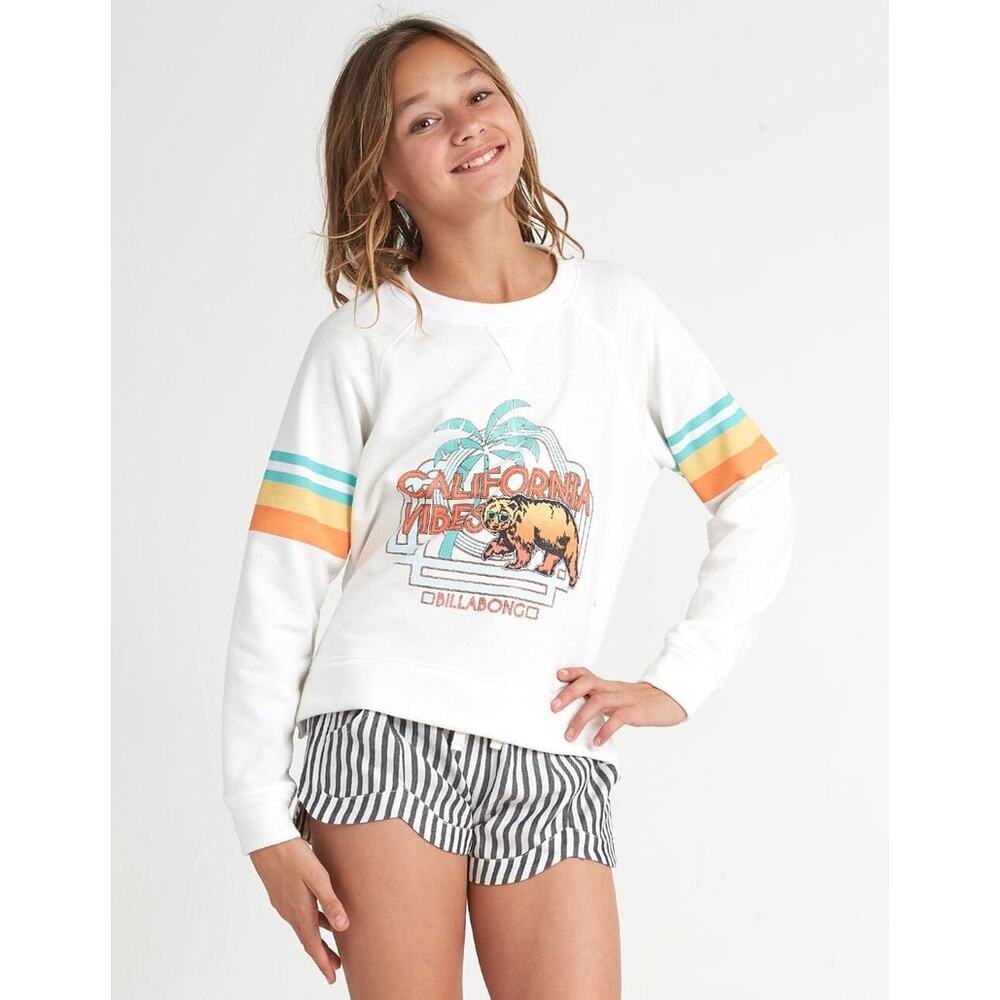 Billabong Girls 'Weekends Here' White Crew Sweatshirt